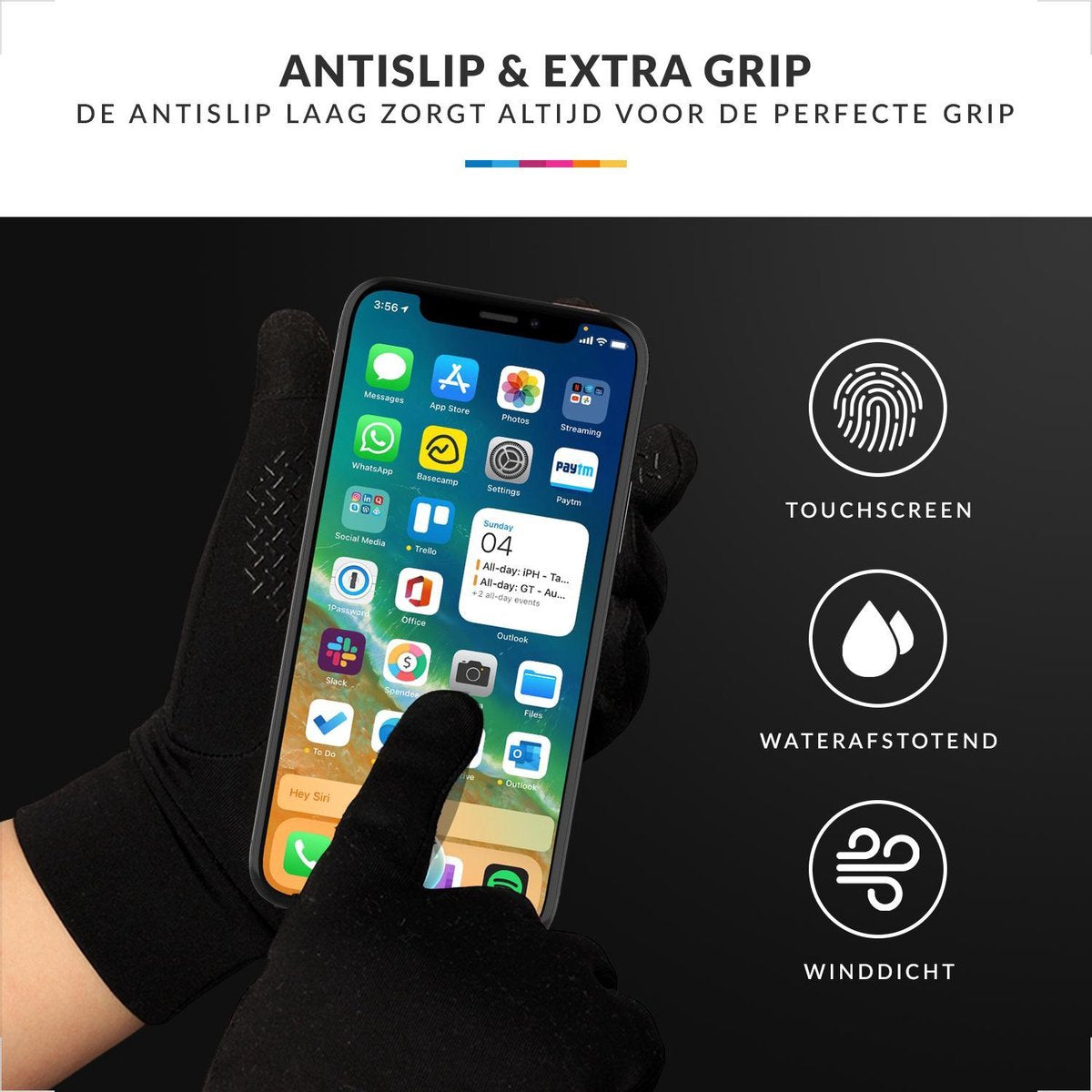 YONO Handschoenen met Touchscreen Functie - Winter Sporthandschoenen Fleece Heren en Dames Unisex - Zwart - Large