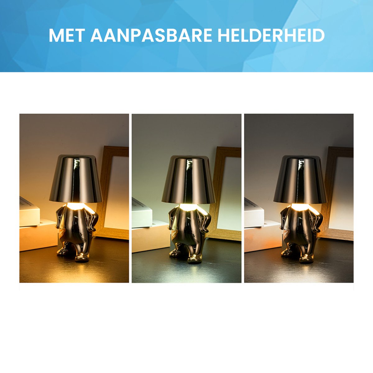 YONO Decoratieve Tafellamp Oplaadbaar - Nachtlampje Slaapkamer - Bureaulamp Woonkamer - Woondecoratie Beelden en Figuren - Wat - Goud