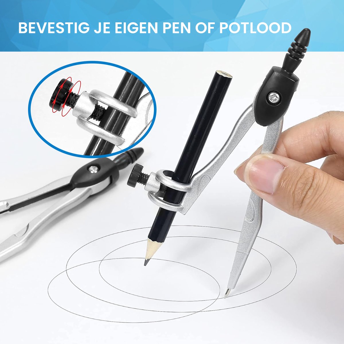 YONO Wiskunde School Set 10in1 - Passer / Geodriehoek / Liniaal / Potlood - Schoolspullen Middelbare - Zwart