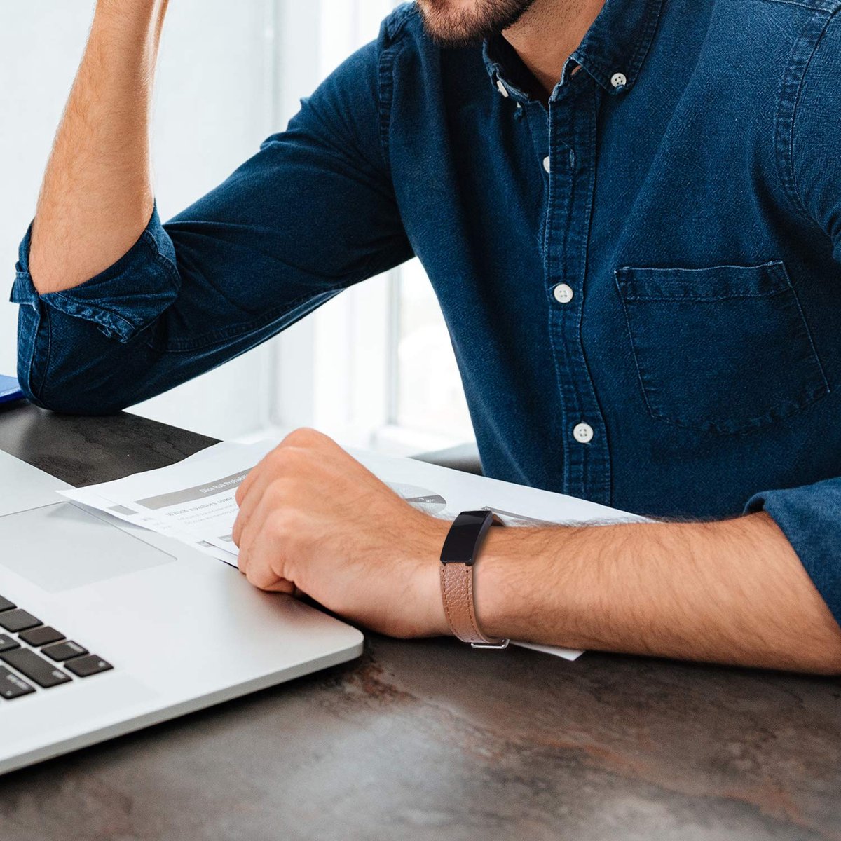 YONO Leer Bandje geschikt voor Fitbit Inspire 3 - Vervangende Lederen Armband - Bruin