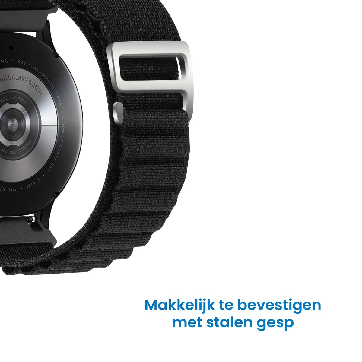 YONO Nylon Loop Bandje 20mm - Horlogebandje geschikt voor Samsung Galaxy Watch 7/6/5 / Pro / 4 / 3 / Active 2 - Polar Ignite / Unite – Huawei - Zwart