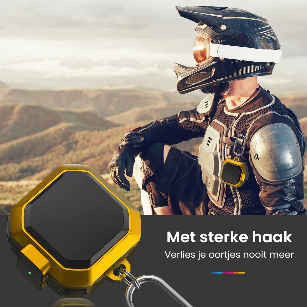 YONO Armor Hard Case geschikt voor Samsung Galaxy Buds 2 Pro (2022) - Galaxy Buds Pro (2021) - Galaxy Buds 2 (2021) - Galaxy Buds Live (2020) - Hoesje met Lock en Clip - Geel