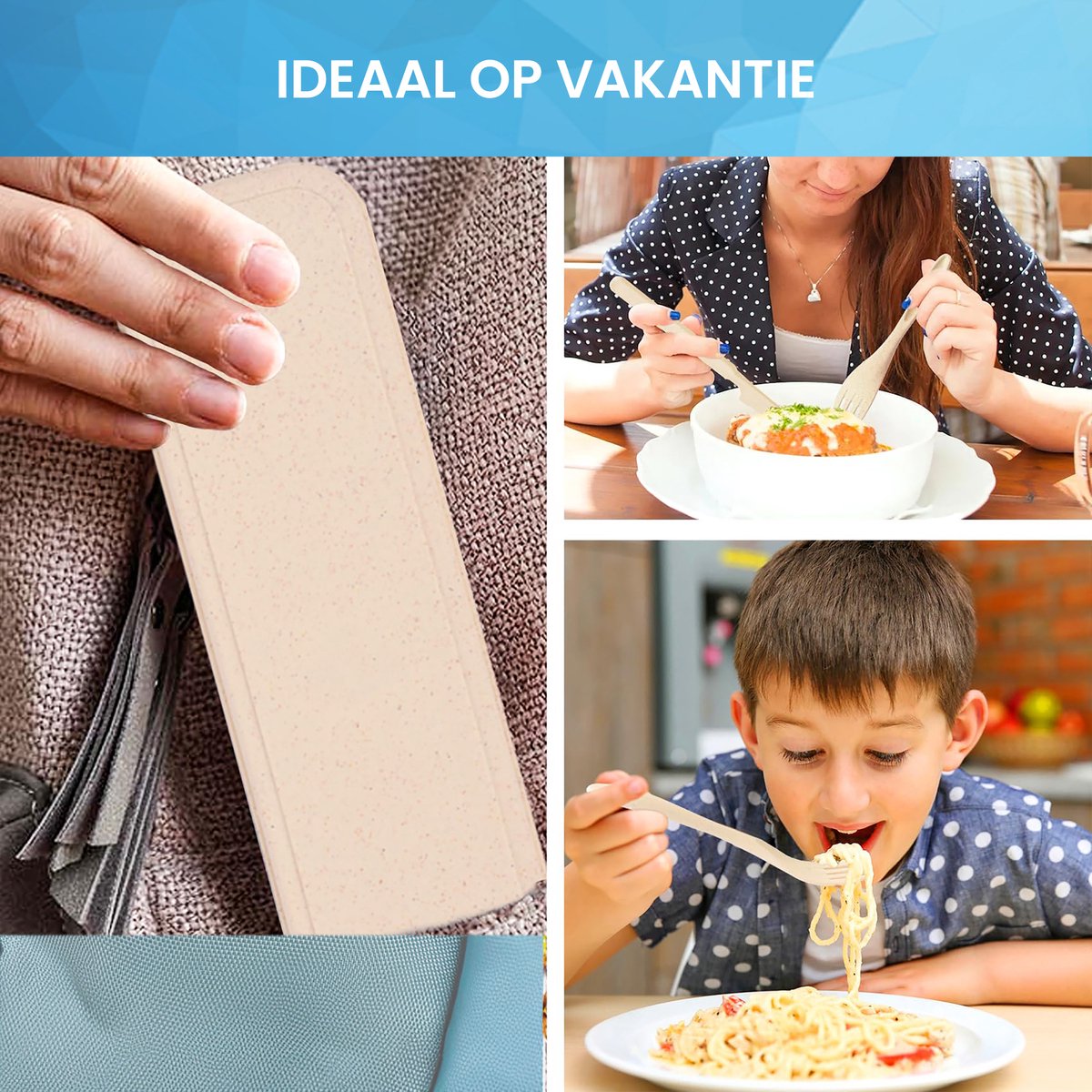 YONO Camping Bestek Set - Outdoor Eetgerei Meeneem Set - Reis Lepel, Vork en Mes - Beige