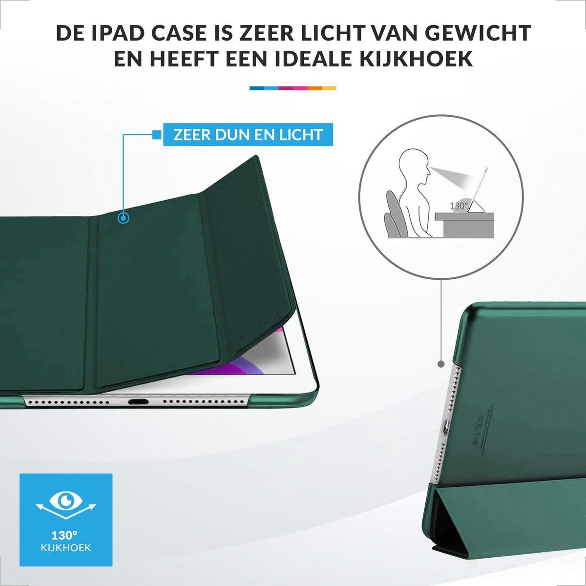 YONO Hoes geschikt voor iPad 10.2 inch – 7e/8e/9e Generatie Cover Case – Donkergroen