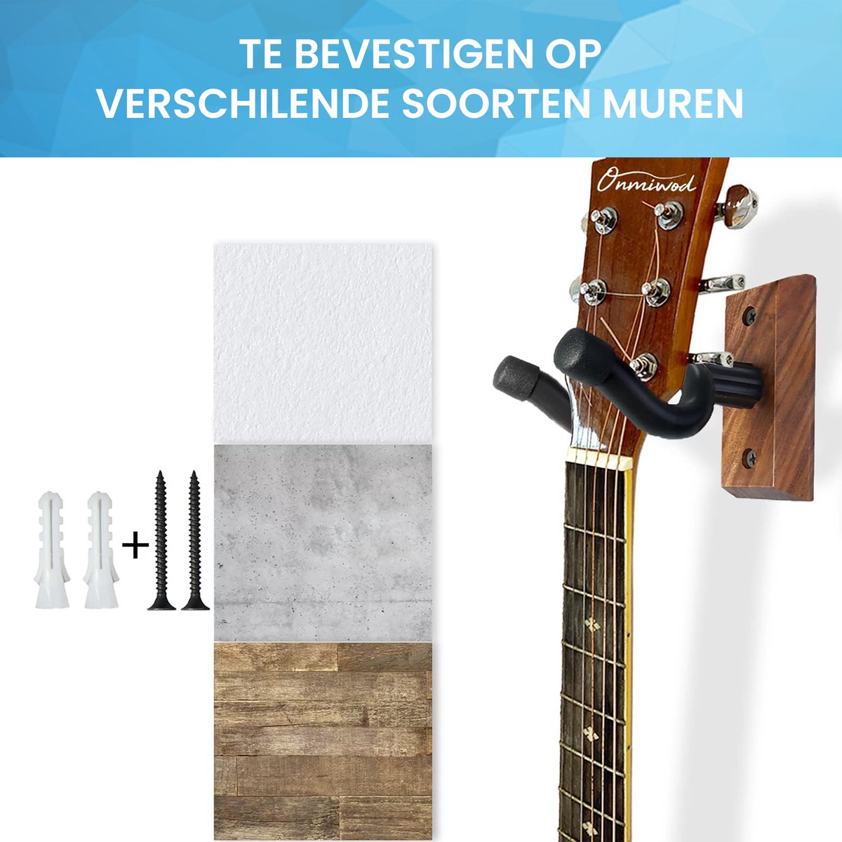 YONO Luxe Gitaar Muurbeugel - Wandbeugel - Ophangbeugel Standaard - Hanger Muur Houder - Hout
