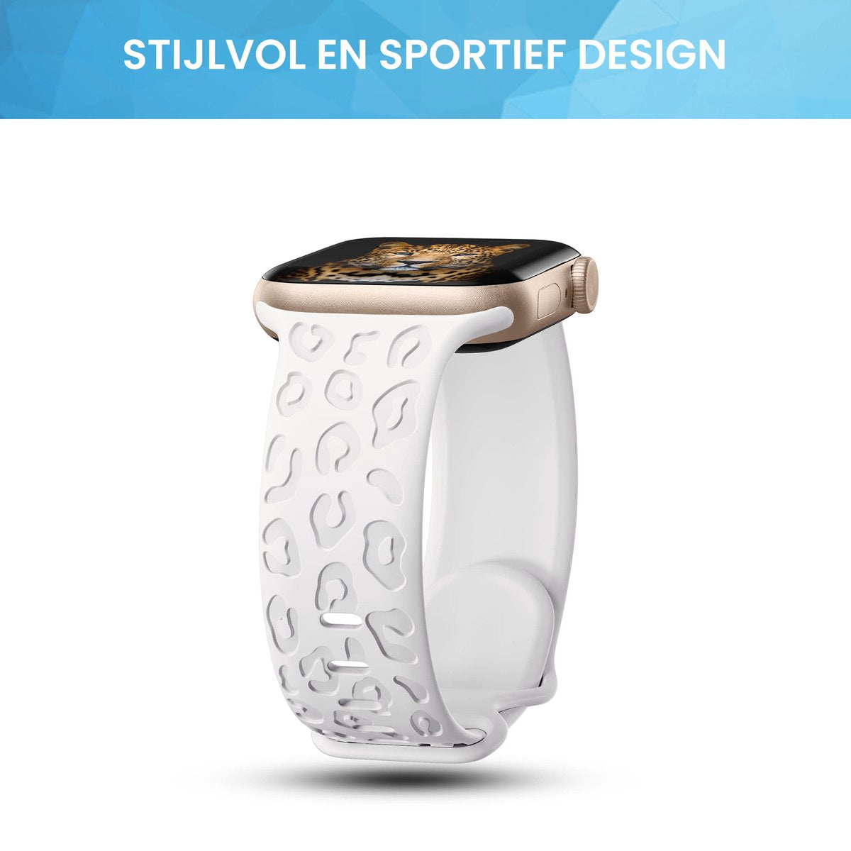 YONO Leopard Bandje geschikt voor Apple Watch - 41/40/38 mm - Siliconen Armband - Wit
