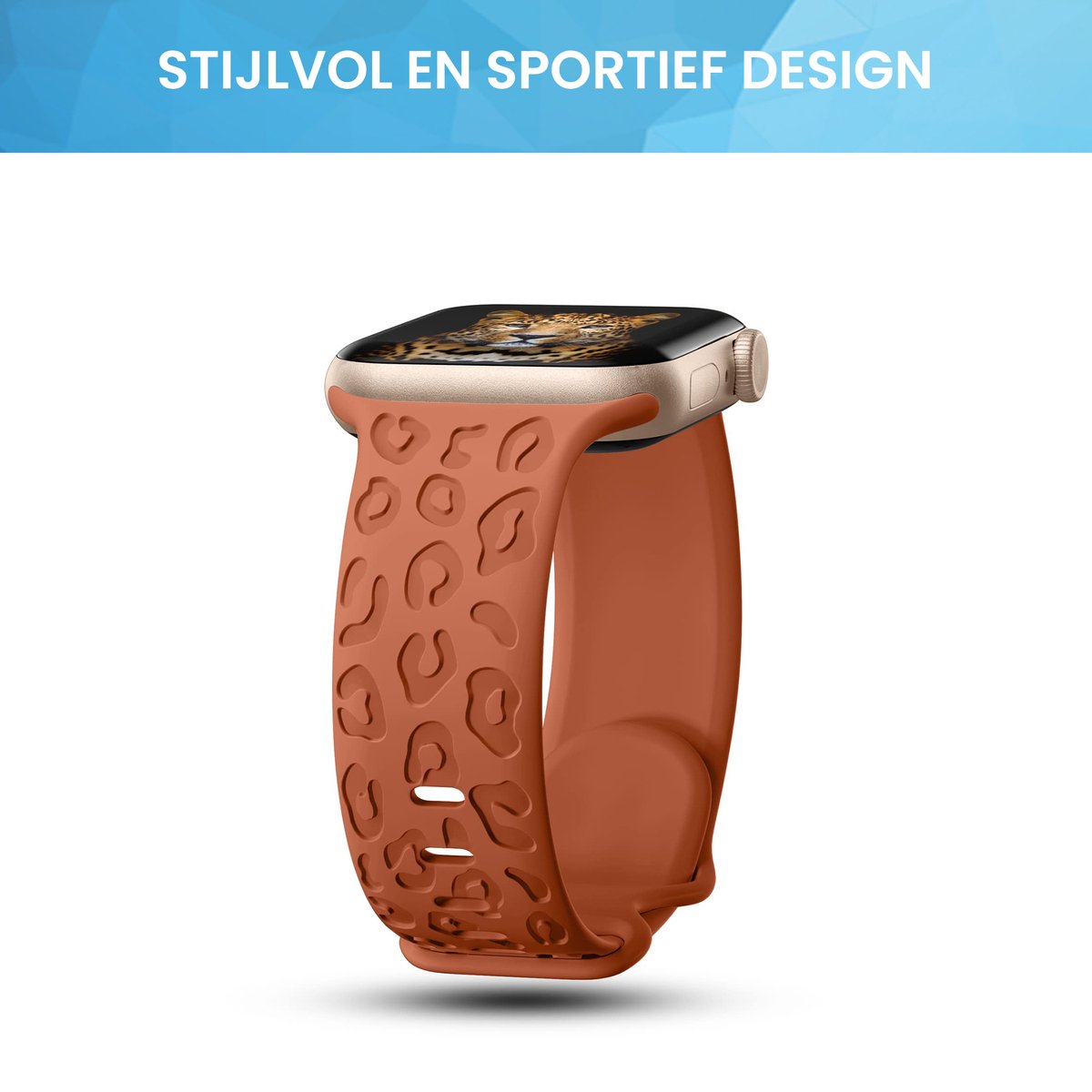 YONO Leopard Bandje geschikt voor Apple Watch - 41/40/38 mm - Siliconen Armband - Koraal