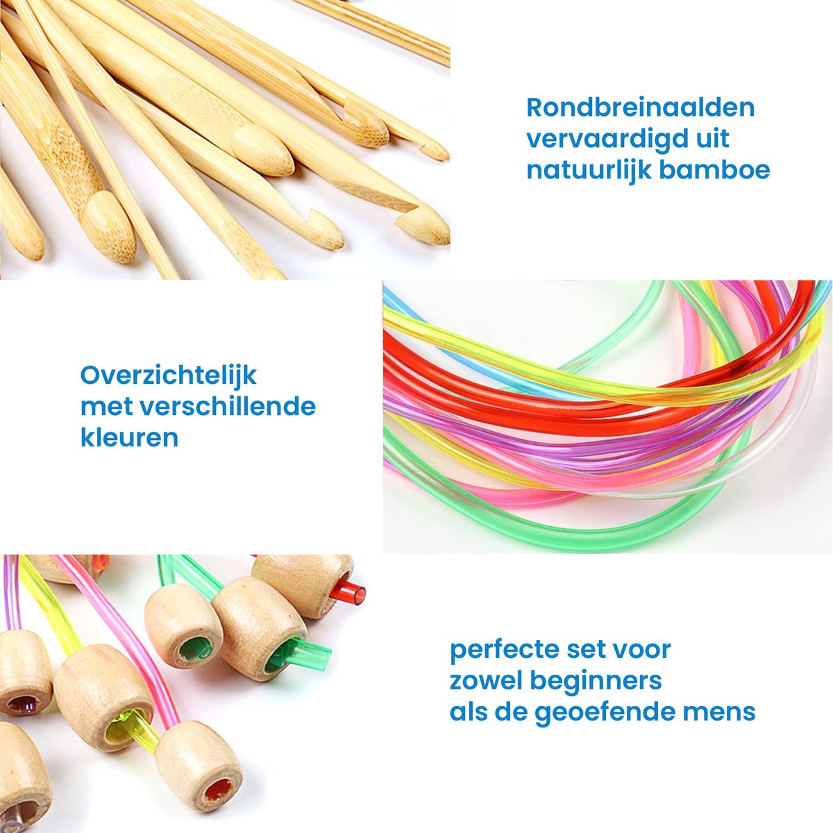 YONO Tunische Haaknaalden en Rondbreinaalden Set - Breinaalden met en zonder Kop Verwisselbaar - Tunisch Haken - 23 Stuks