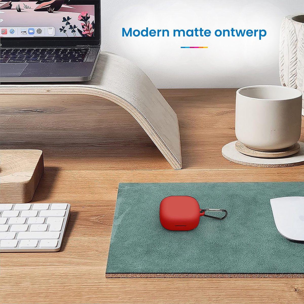 YONO Soft Case geschikt voor JBL Wave 300TWS - Hoesje met Clip - Rood