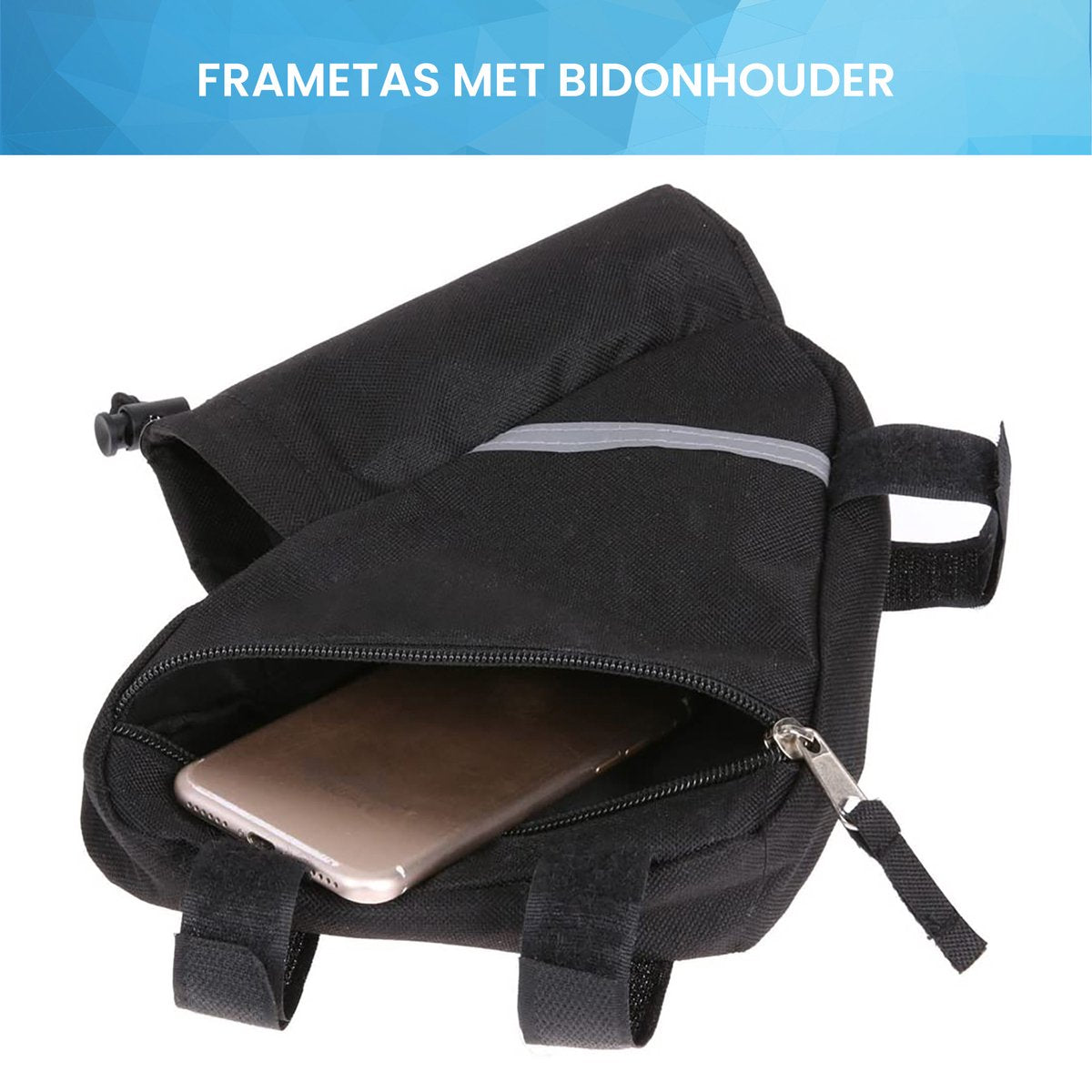 YONO Frame Tas Fiets met Bidonhouder - Geschikt voor Racefiets / Mountainbike - Alternatief voor Stuurtas / Zadeltas - Zwart