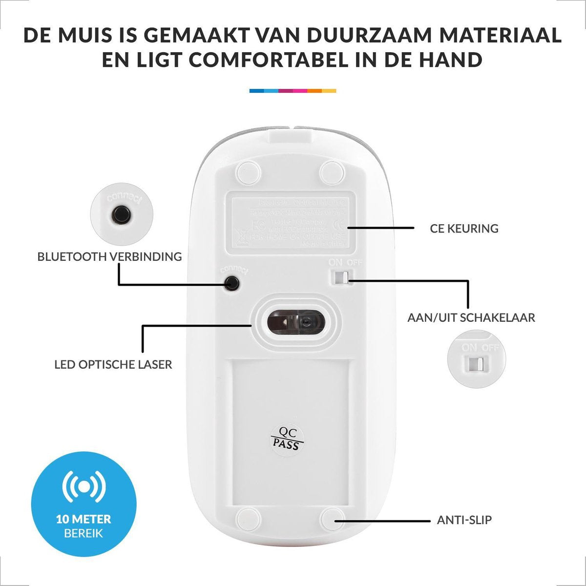 YONO Draadloze Muis met Bluetooth - Oplaadbaar - Geschikt voor Laptop, PC en Mac - Zilver