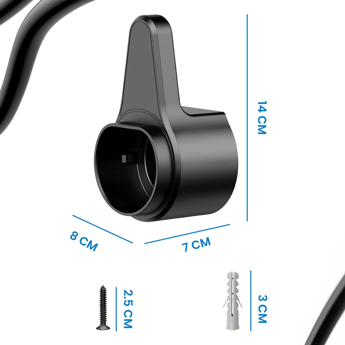 YONO Houder voor Oplaadkabel Elektrische Auto - Muur Bevestiging Oplader Type 2 - Zwart