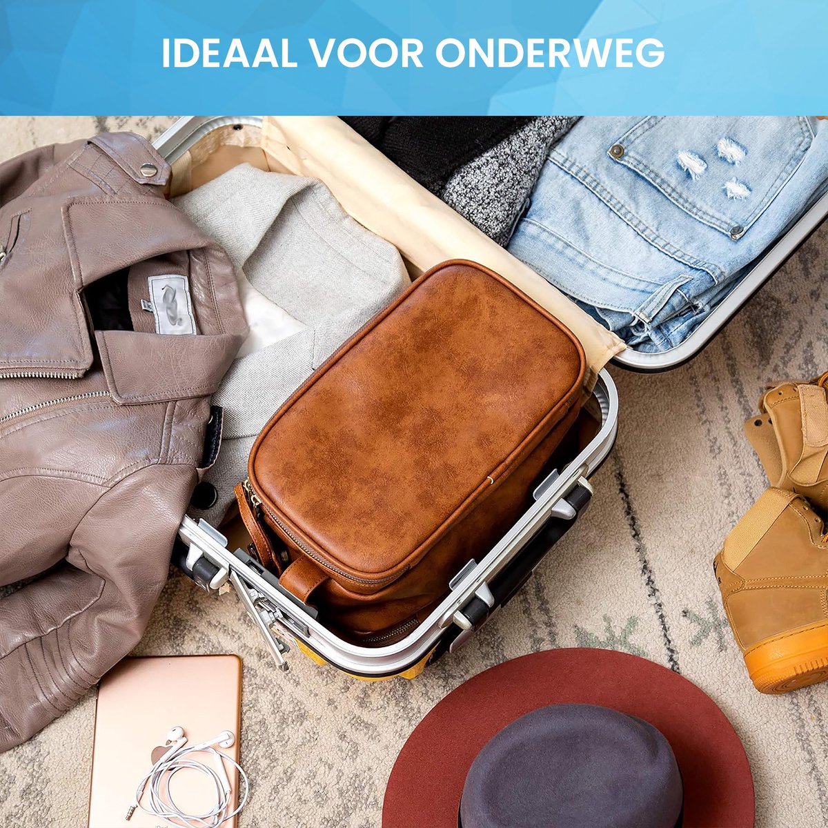 DONBOLSO Stockholm Toilettas | Lederen Toilettas voor Dames en Heren | Cosmeticatas voor Op Reis DONBOLSO Stockholm Toilettas | Lederen Toilettas voor Dames en Heren | Cosmeticatas voor Op Reis