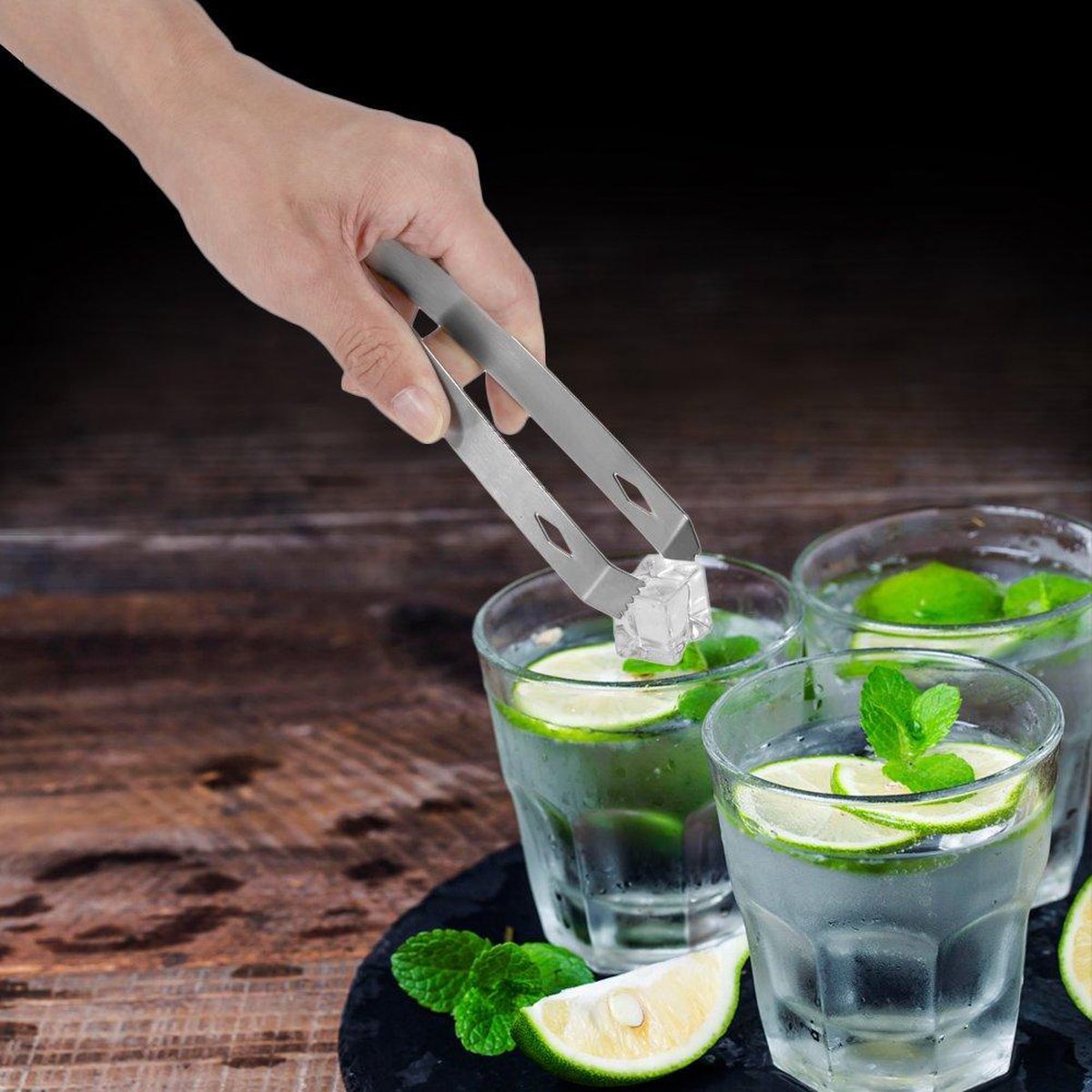 YONO Luxe Cocktail Shaker Set 9-delig en Organizer – Metaal met Houten Bar Stand