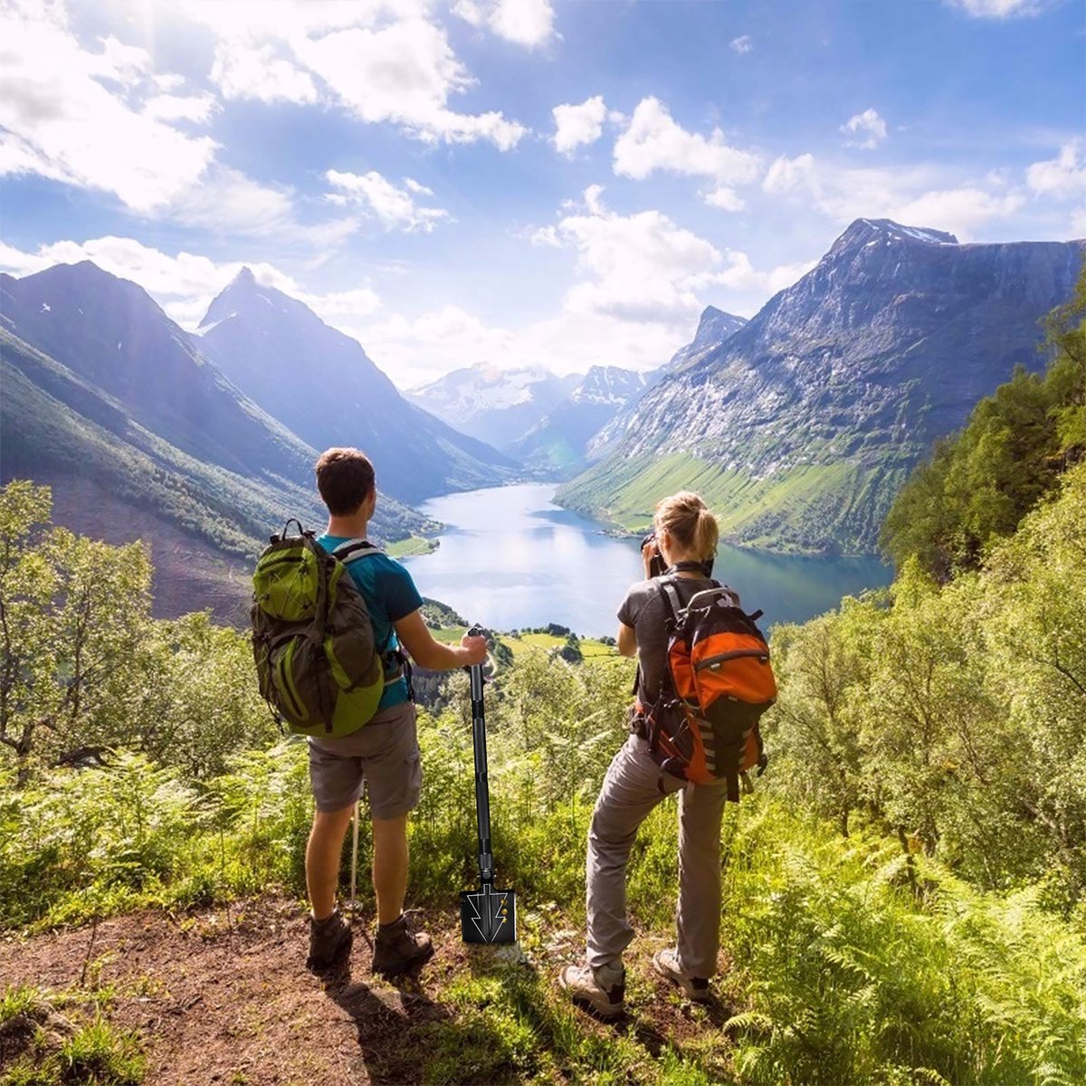 YONO Survival Schep en Bijl - Vouwschep - Opvouwbare Kit Outdoor en Camping - Zwart