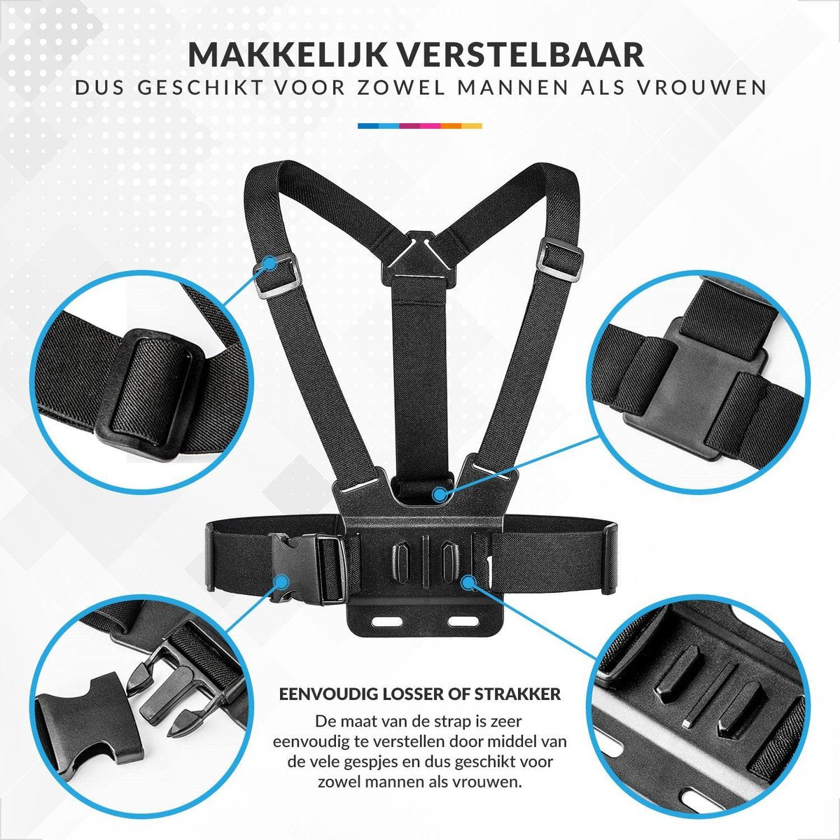 YONO Chest Strap Borstharnas - Mount geschikt voor GoPro en Actioncam Camera