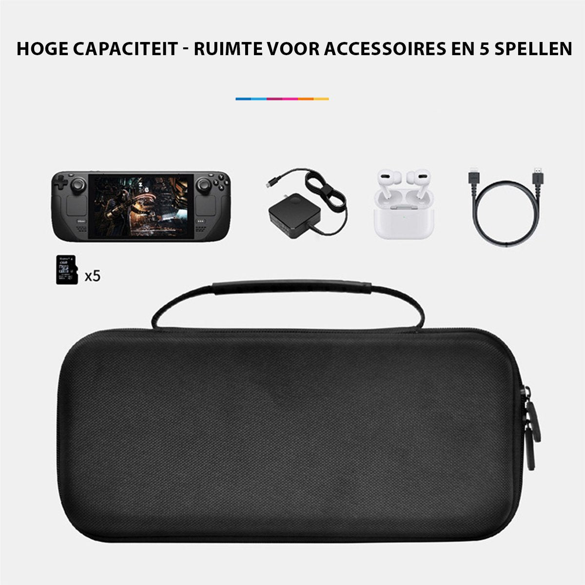 YONO Accessoires Set geschikt voor Valve Steam Deck / OLED - Case Opberghoes - Console Stand - Screen Protector - Siliconen Hoesje - Zwart