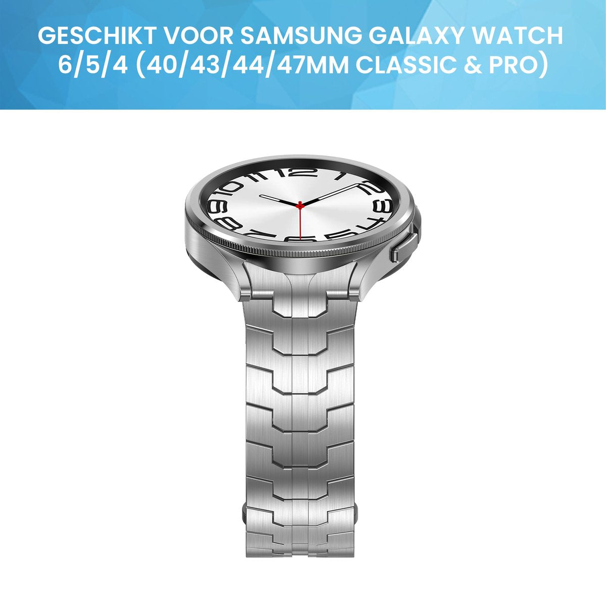YONO Stalen Vlinder Bandje 20mm - Horlogebandje geschikt voor Samsung Galaxy Watch 7/6/5/4 (40/43/44/47mm Classic & Pro) - Zilver