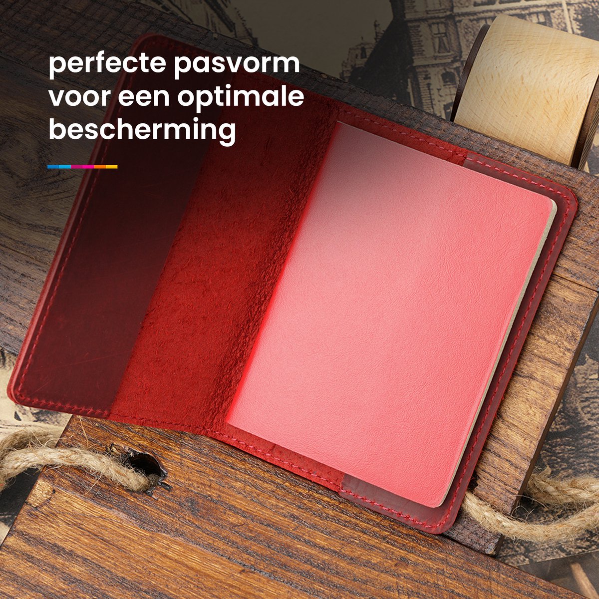 YONO Paspoort Hoesje Nederland Leer - Houder Cover Mapje - Donkerrood