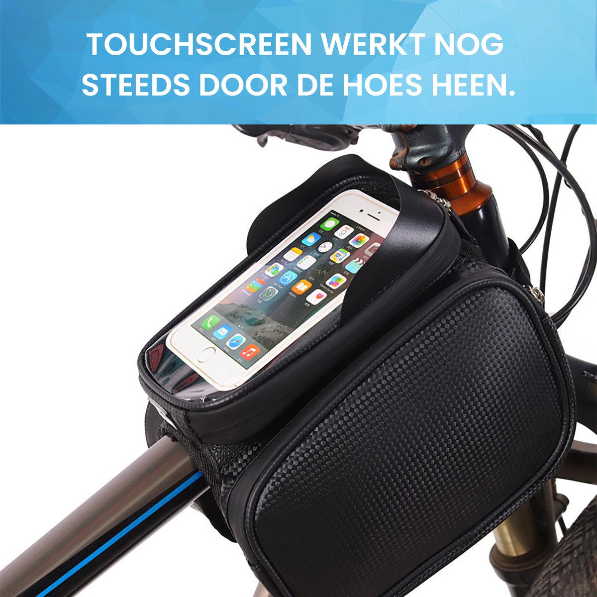 YONO Frame Tas Fiets met Waterdichte Telefoonhouder - Zwart