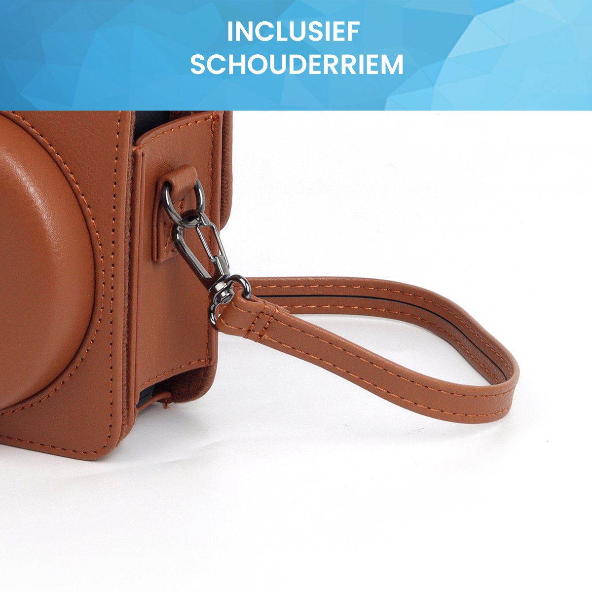 YONO Case geschikt voor Fujifilm Instax Mini 99 - PU Leer Hoesje met Schouderriem - Bruin