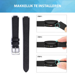 YONO Leer Bandje geschikt voor Fitbit Inspire 3 - Vervangende Lederen Armband - Zwart
