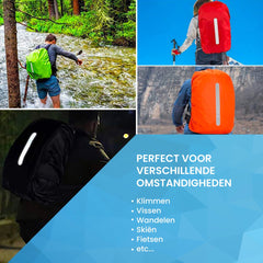 YONO Regenhoes Backpack Waterdicht - Reflecterende Rugzak Hoes Vliegtuig - 71 tot 80 Liter - Fluoriserend - XXL