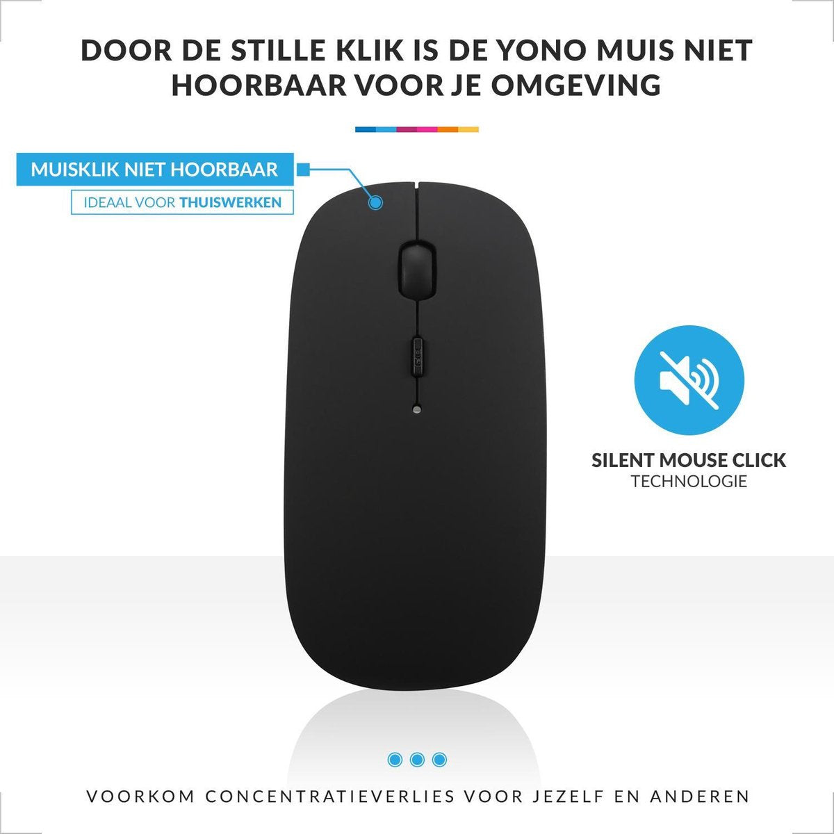 YONO Draadloze Muis met Bluetooth - Oplaadbaar - Geschikt voor Laptop, PC en Mac - Zwart