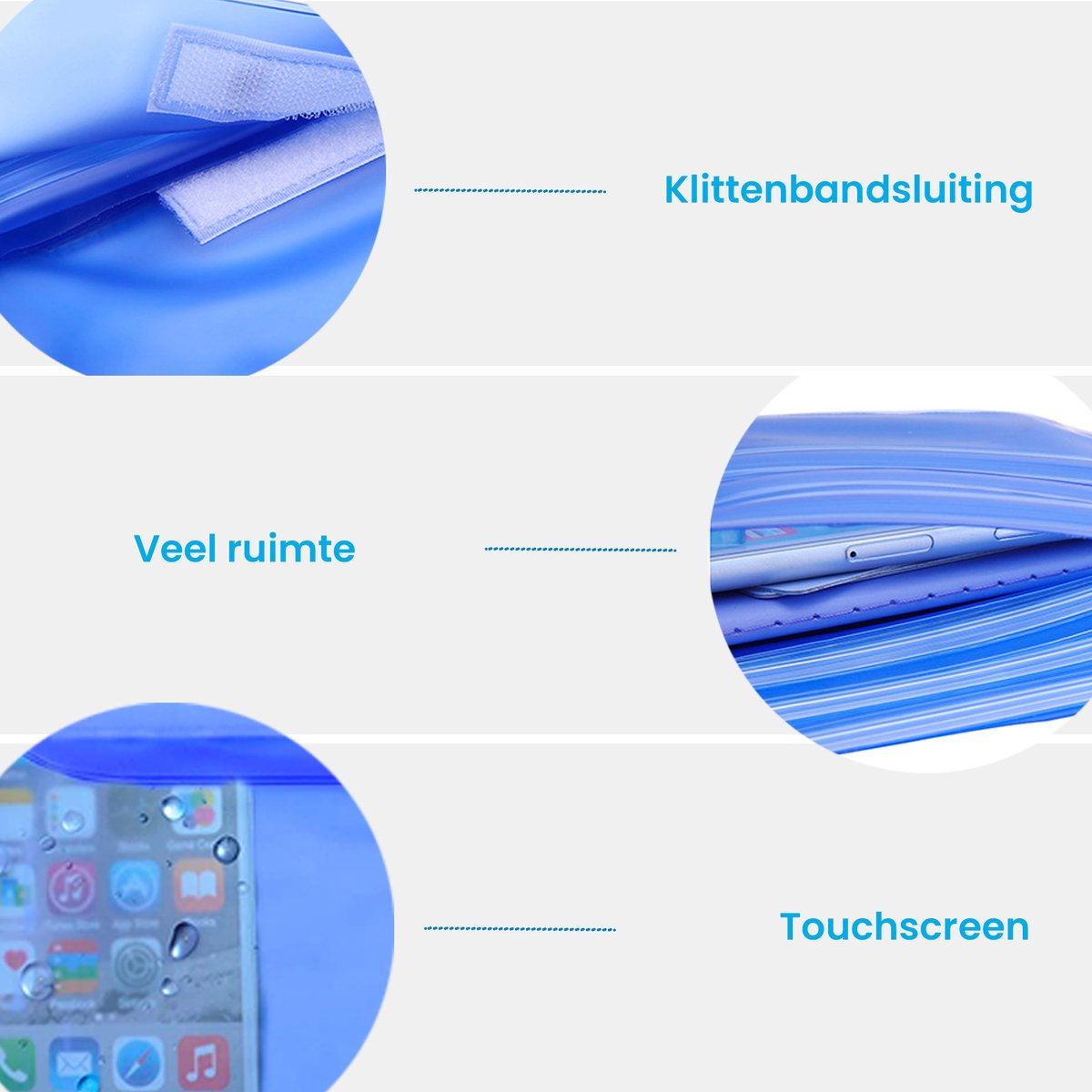 YONO Heuptasje Waterdicht - Fanny Pack Doorzichtig - Waterdichte Heuptas - Vakantie - Reizen - Festival - Dames en Heren - Blauw