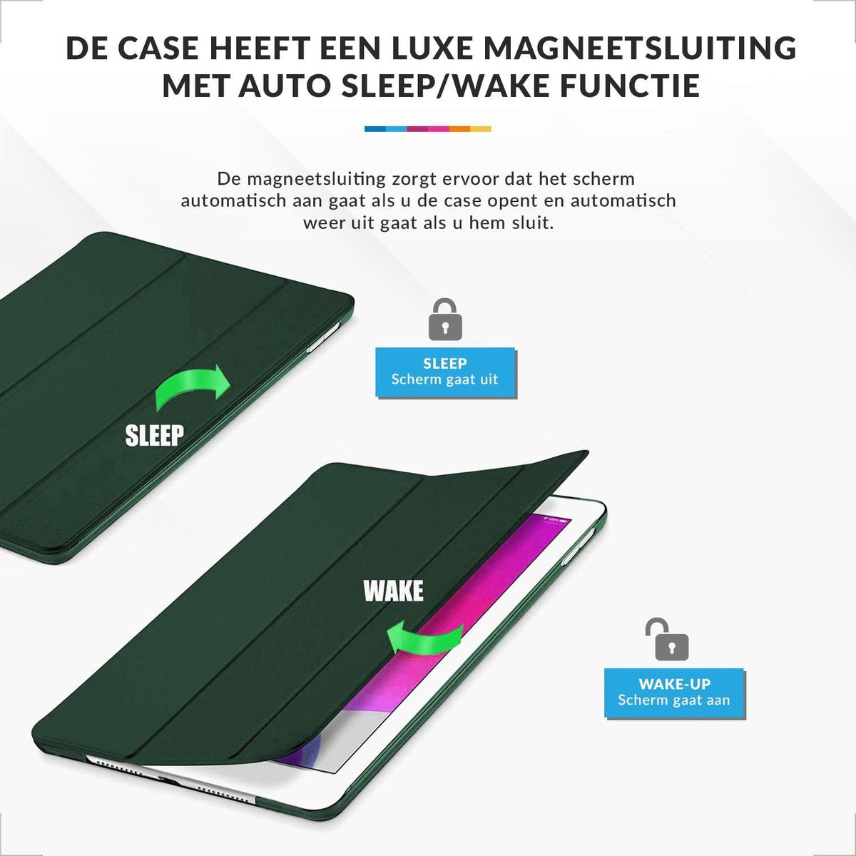 YONO Hoes geschikt voor iPad 10.2 inch – 7e/8e/9e Generatie Cover Case – Donkergroen