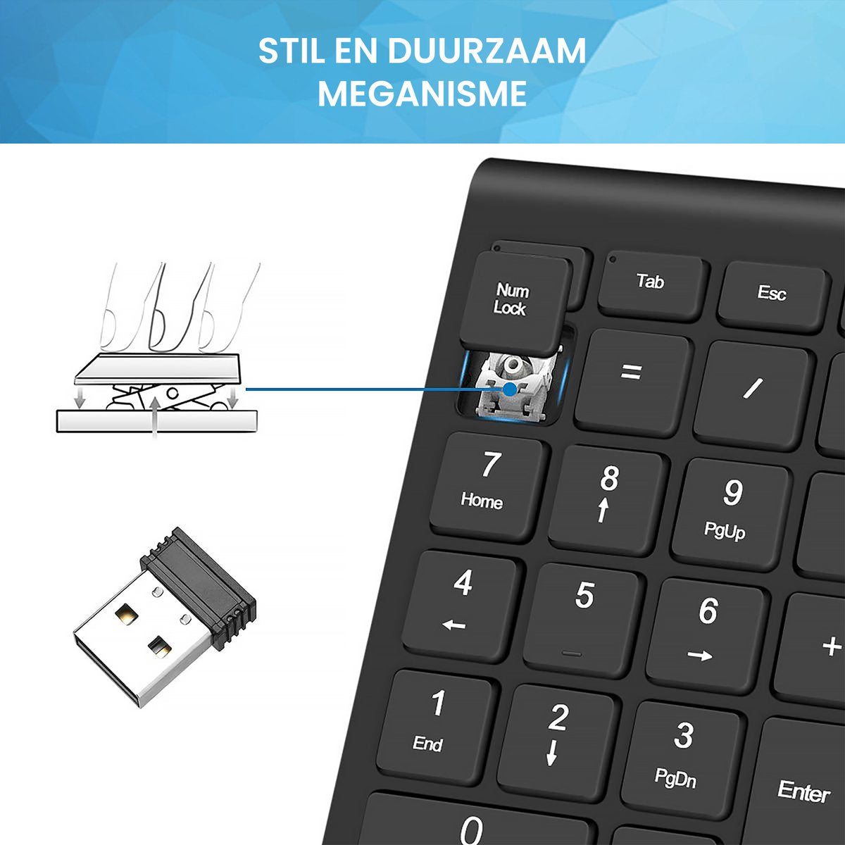 YONO Numpad Draadloos - Numeriek Toetsenbord - Keypad 2.4 ghz - Zwart