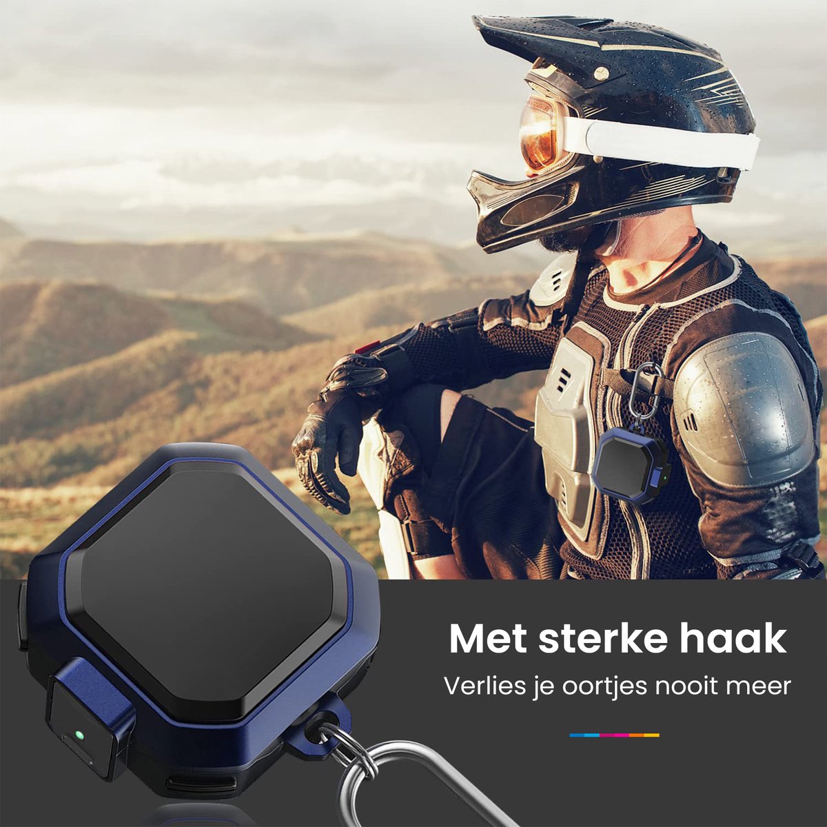 YONO Armor Hard Case geschikt voor Samsung Galaxy Buds 2 Pro (2022) - Galaxy Buds Pro (2021) - Galaxy Buds 2 (2021) - Galaxy Buds Live (2020) - Hoesje met Lock en Clip - Blauw