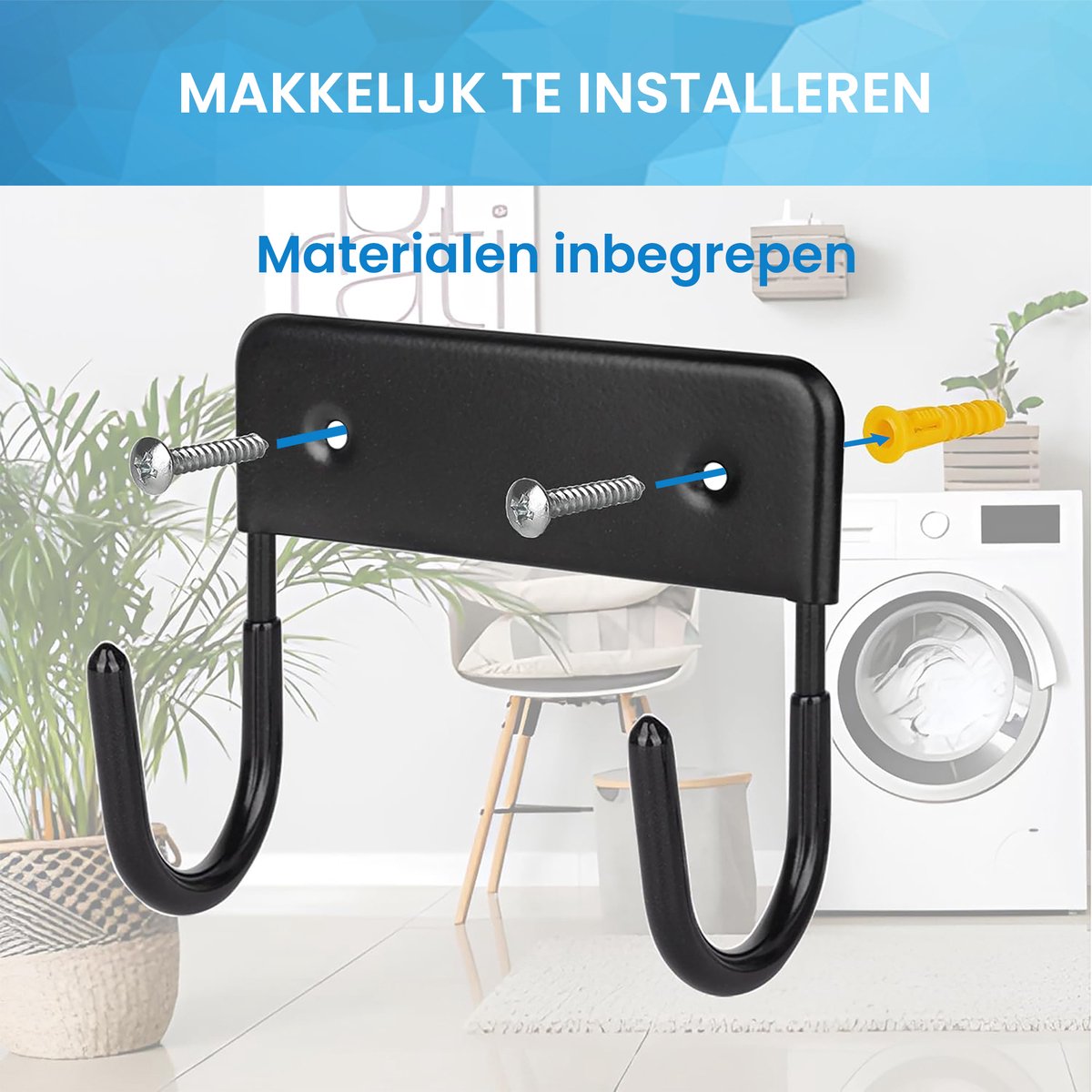 YONO Strijkplank Ophangsysteem - Ophangen Houder Haak - Zwart