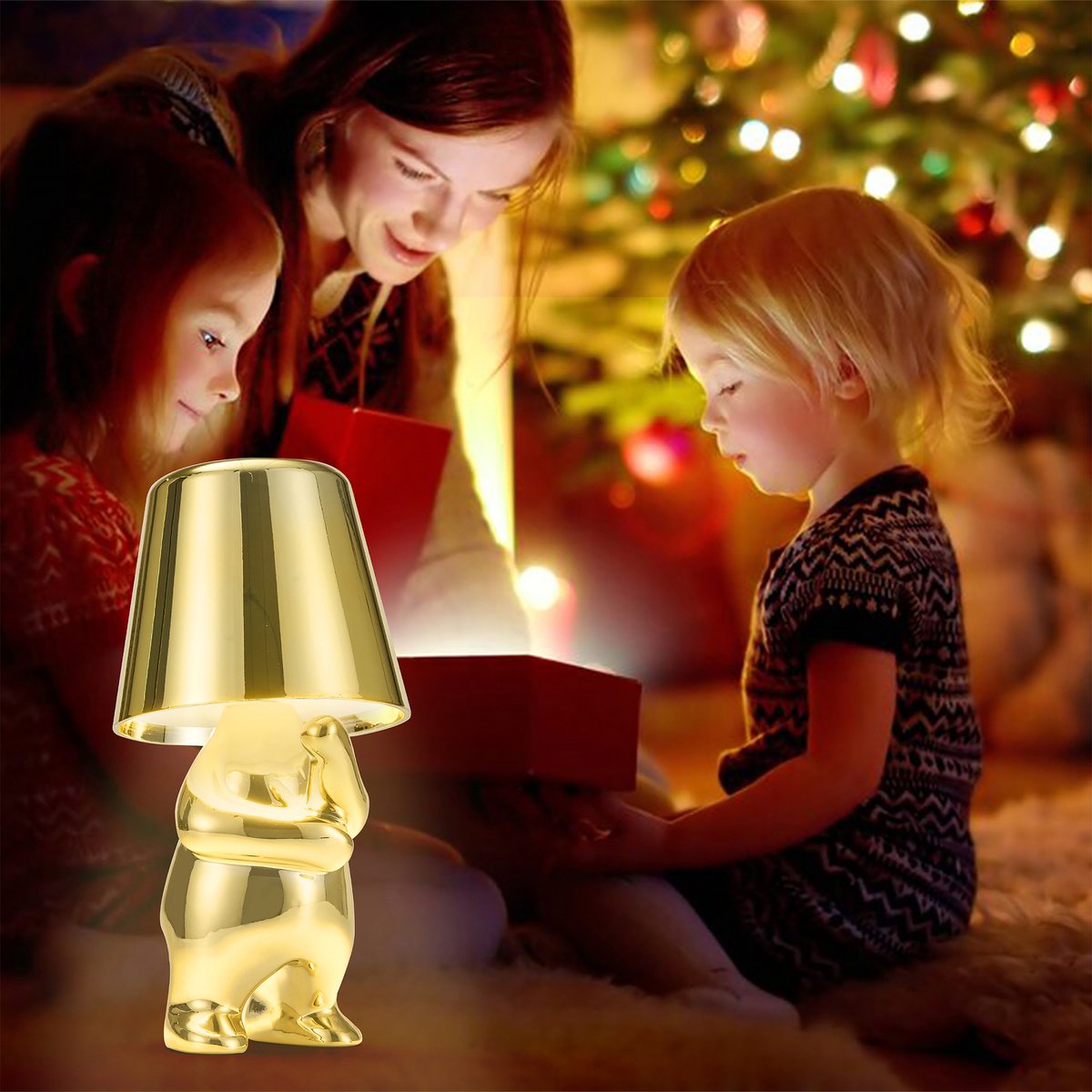 YONO Decoratieve Tafellamp Oplaadbaar - Nachtlampje Slaapkamer - Bureaulamp Woonkamer - Woondecoratie Beelden en Figuren - Wanneer - Goud