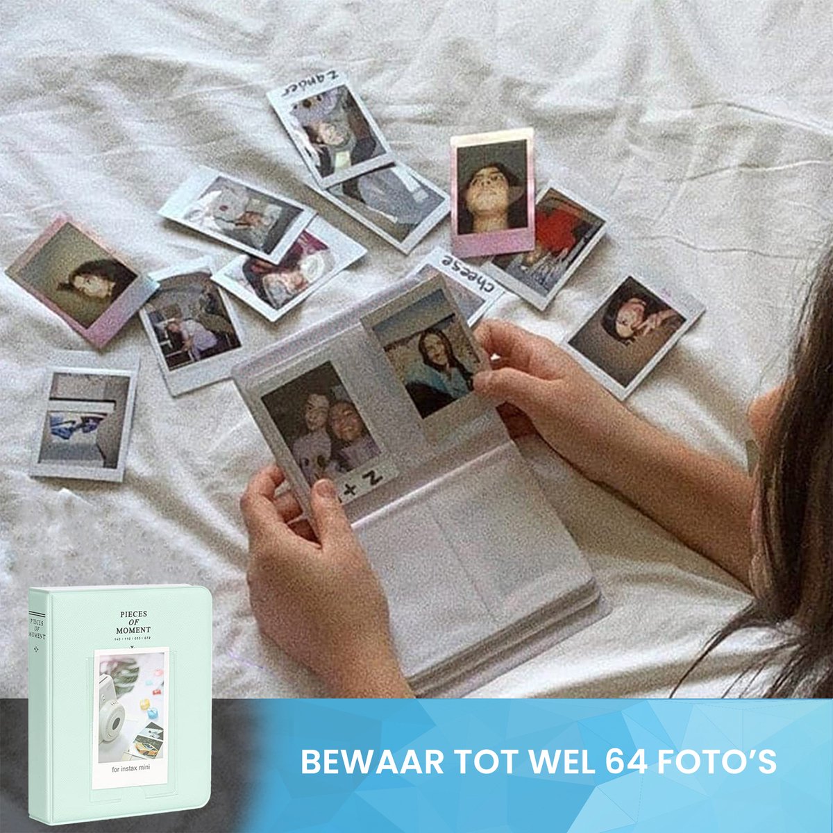 YONO Accessoires Set geschikt voor Fujifilm Instax Mini 12 - Camera Tas met Draagriem - Hoesje en Fotoalbum - Mint Groen