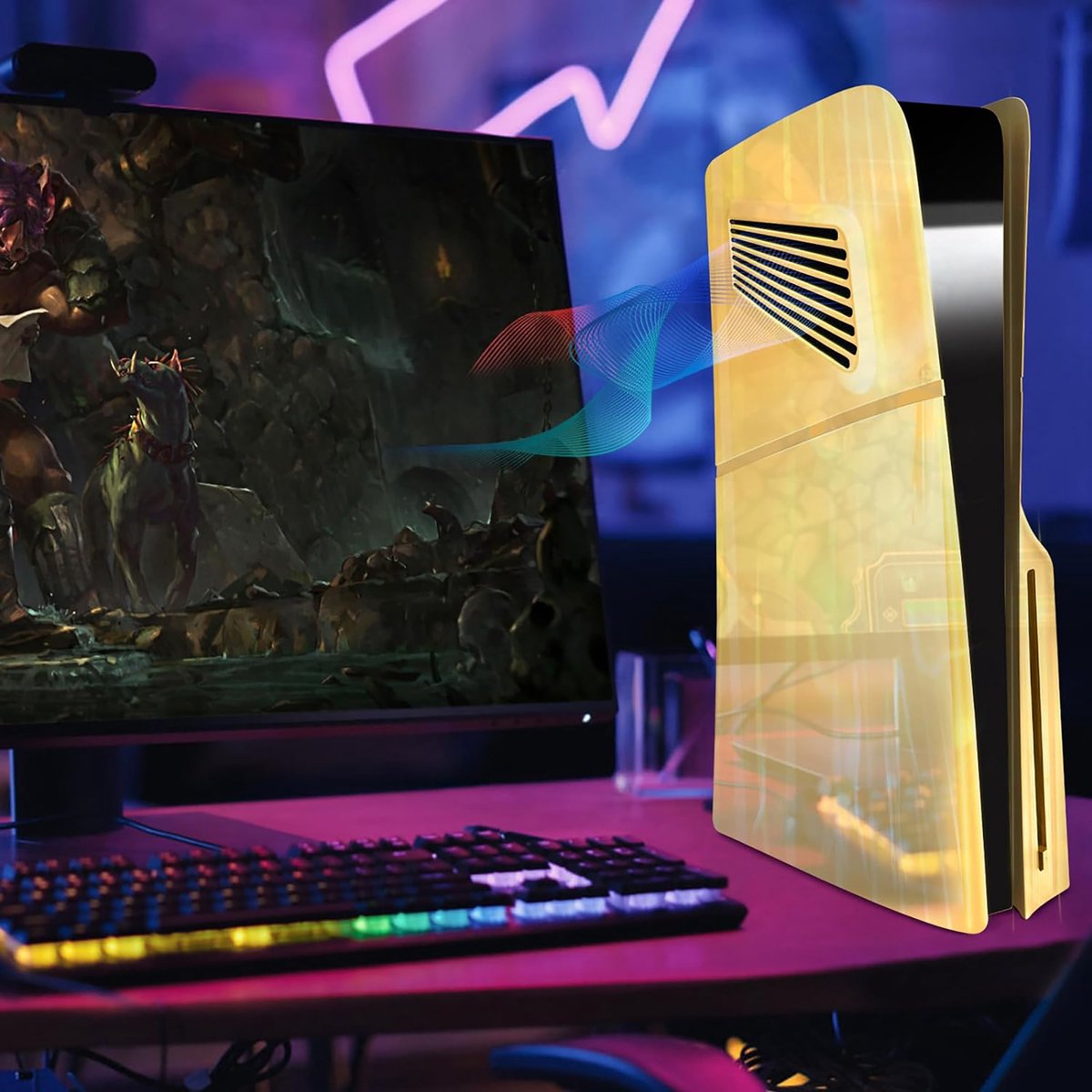 YONO Faceplate geschikt voor Playstation 5 SLIM Disc Edition - PS5 Console Skin Cover Accessoires - Goud