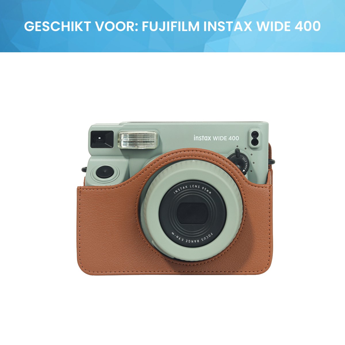 YONO Case geschikt voor Fujifilm Instax Wide 400 - Bescherm Hoes met Draagriem - Bruin