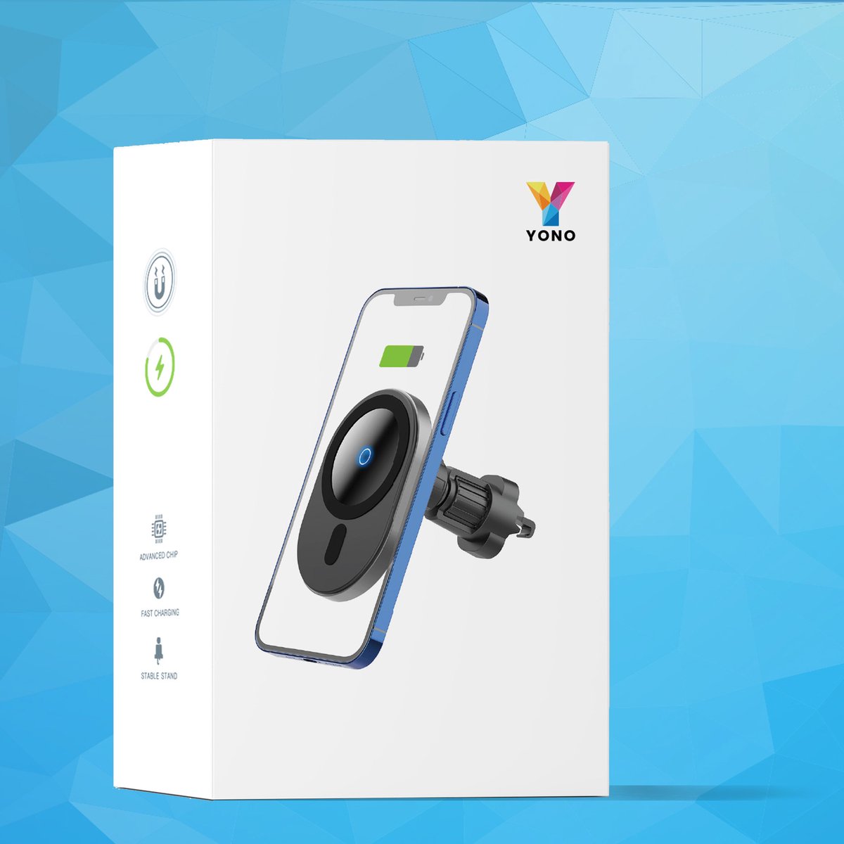 YONO Autohouder geschikt voor Apple iPhone 14 / 13 / 12 / Mini / Pro / Max Mag-safe - Draadloze Oplader met Magneet voor Auto - Magnetische Telefoonhouder Ventilatie - Autolader Houder - Zwart