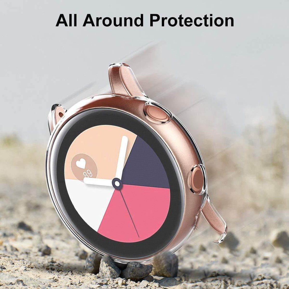 YONO Full Cover Bumper geschikt voor Samsung Galaxy Watch Active 2 40mm – Siliconen Case Screenprotector Hoesje – Transparant