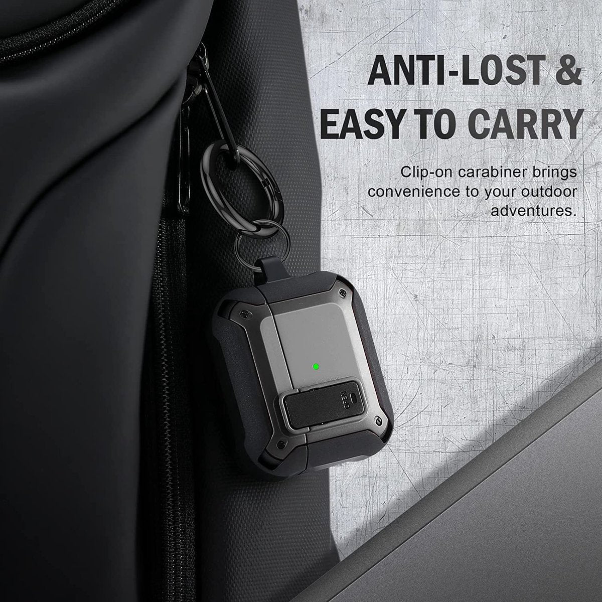 YONO Armor Hoesje geschikt voor Apple Airpods 3 (3e Generatie) - Hard Case met Lock en Clip - Zwart