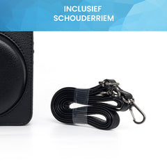 YONO Case geschikt voor Fujifilm Instax Mini 99 - PU Leer Hoesje met Schouderriem - Zwart