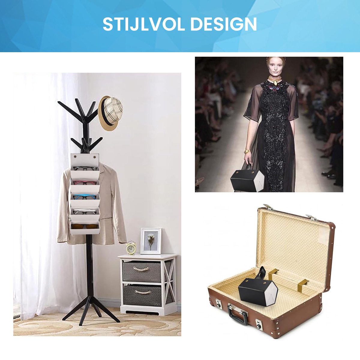 YONO Brillenkoker Hard Case voor Onderweg - Brillendoos Opbergbox tot 5 Brillen - Etui Opbergsysteem - Zwart