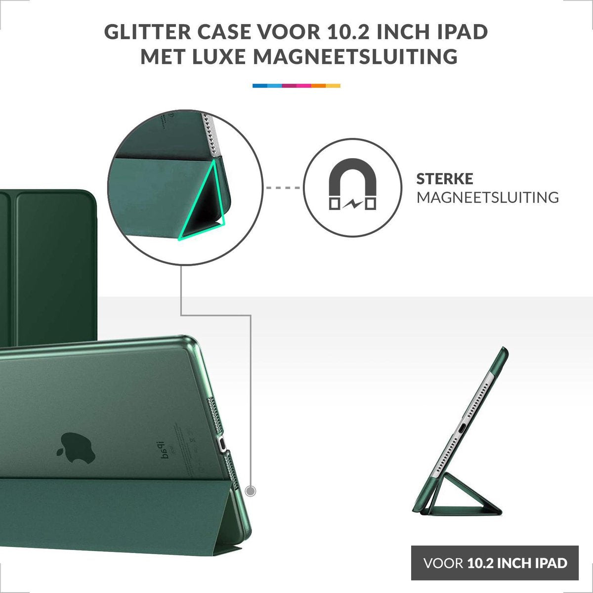 YONO Hoes geschikt voor iPad 10.2 inch – 7e/8e/9e Generatie Cover Case – Donkergroen