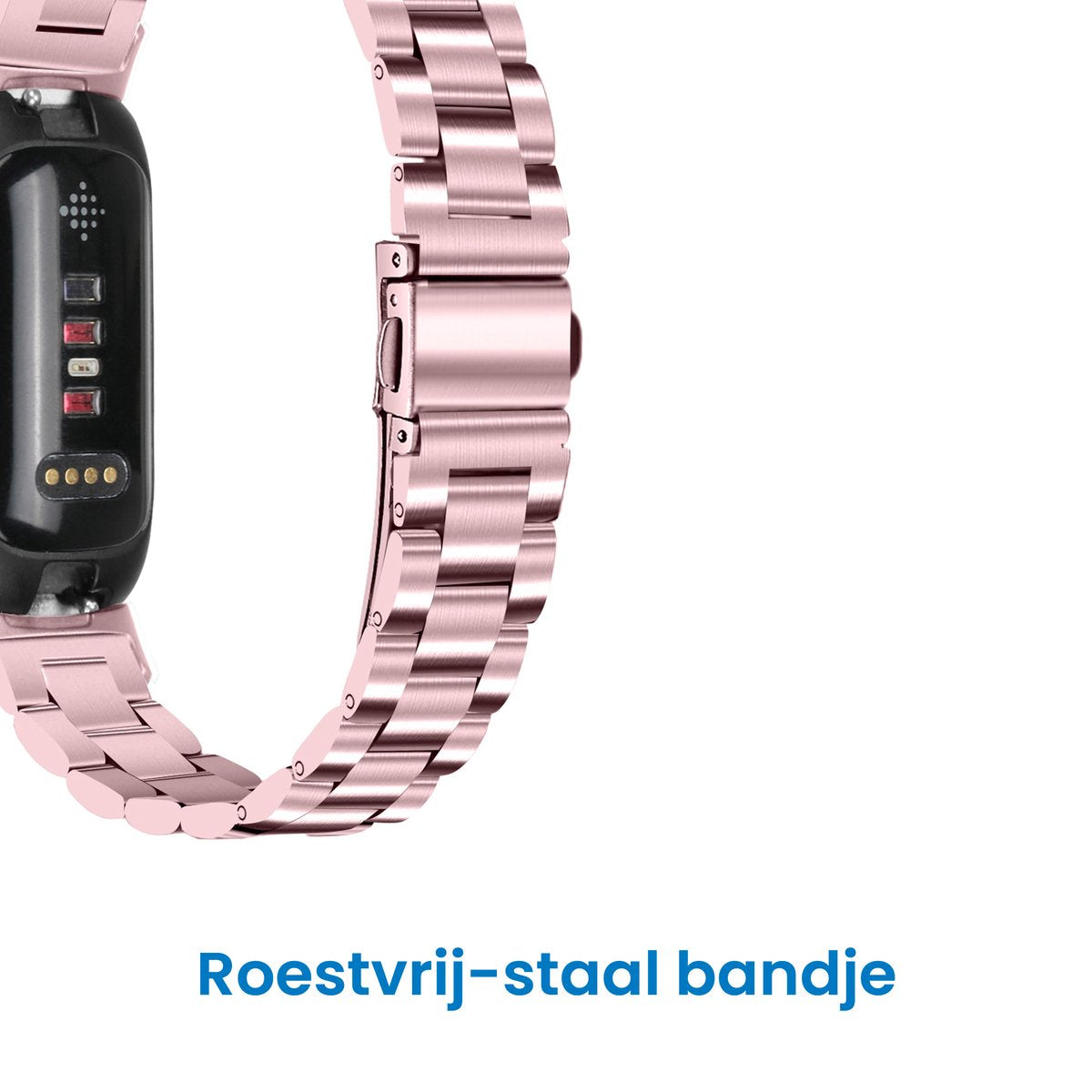 YONO Stalen Bandje geschikt voor Fitbit Inspire 3 - RVS Schakel Horlogeband - Roze