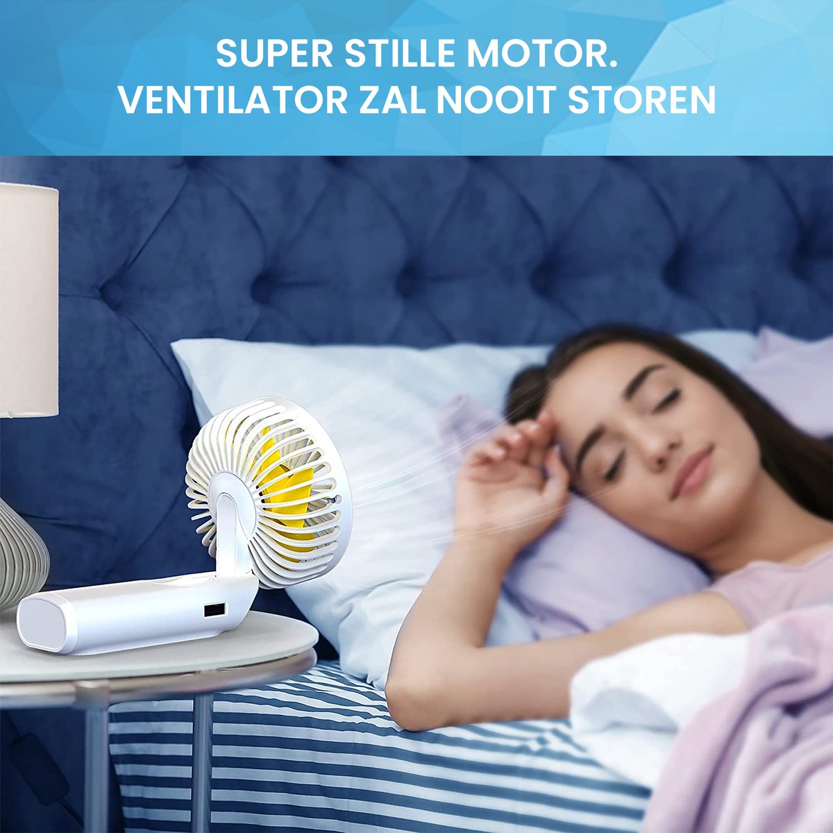 YONO Handventilator - Draagbare Ventilator Oplaadbaar - Tafelventilator Draadloos - Mini Fan - 6 Standen - Wit