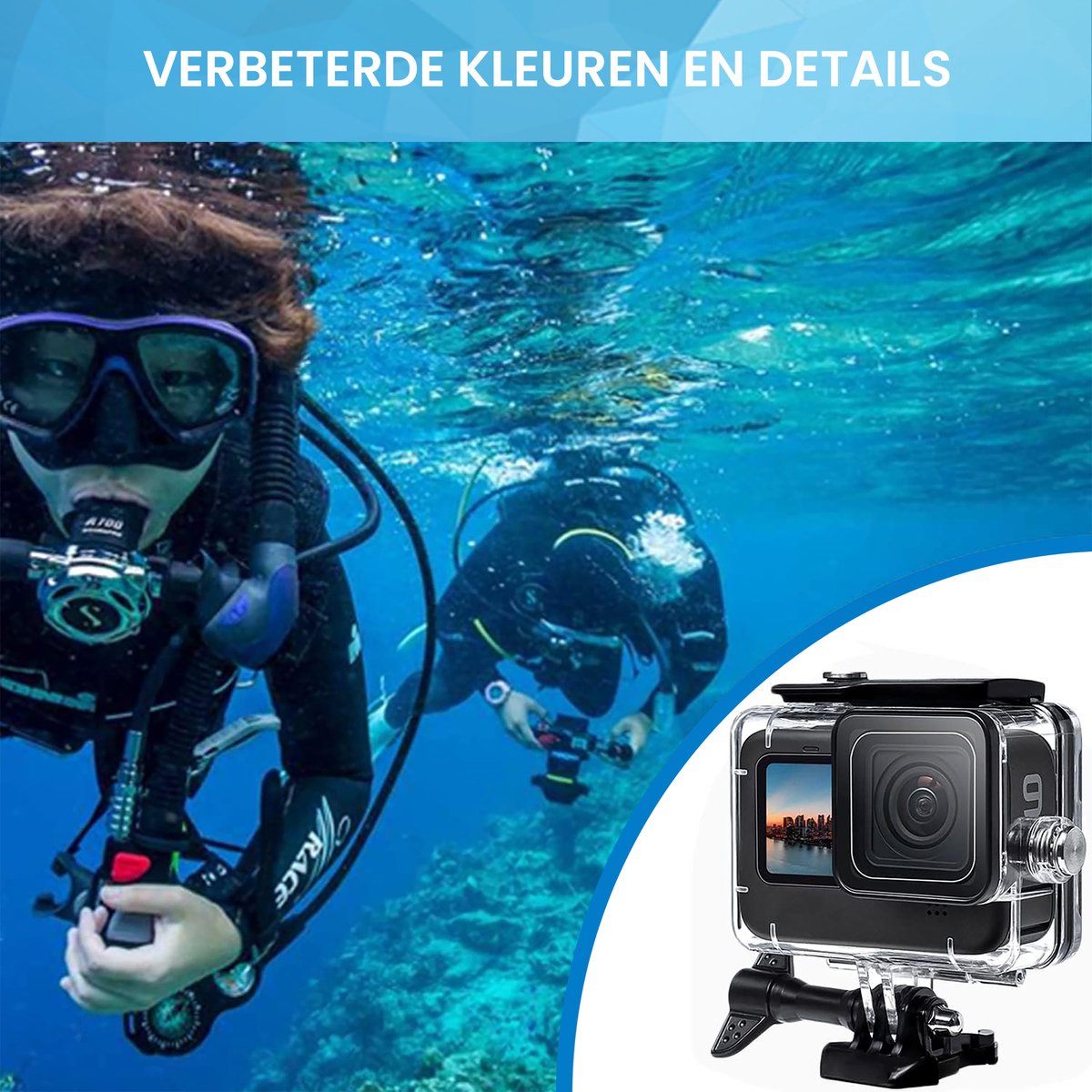 YONO Duik Accessoires Set geschikt voor GoPro Hero 12/11/10/9 - Behuizing Case Waterdicht / Filters / Anti Fog Inserts - 7in1