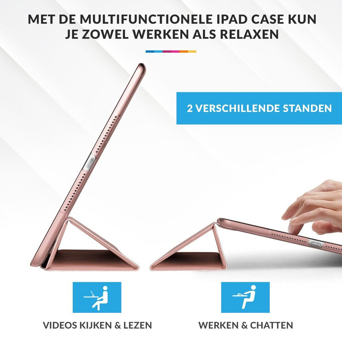 YONO Hoes geschikt voor iPad 10.2 – 2021/2020/2019 – 10.2 inch – Flip Cover Case – Rose Gold