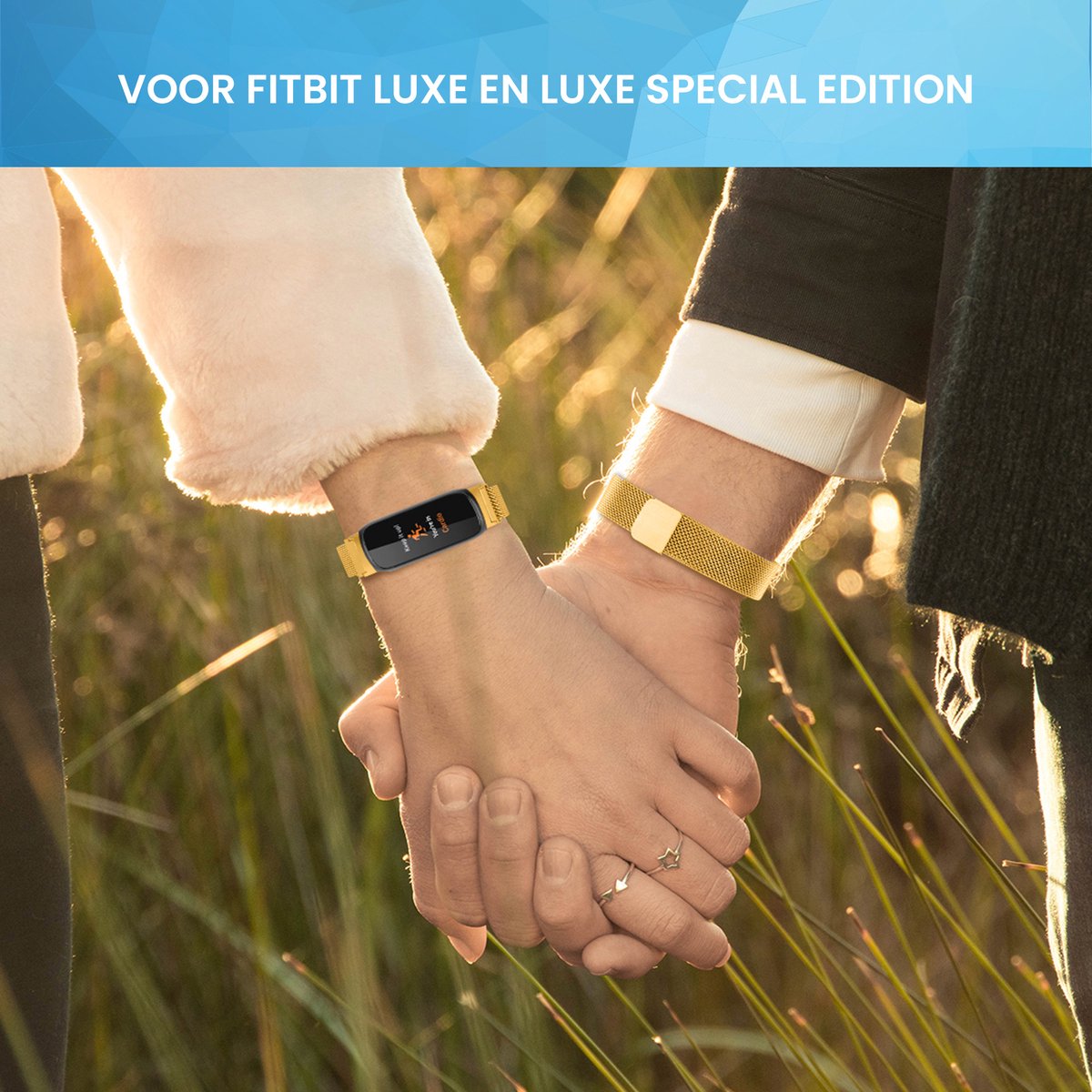 YONO Milanees Bandje geschikt voor Fitbit Inspire 3 - Stalen Milanese Band - Horlogeband / Polsband / Armband - Goud