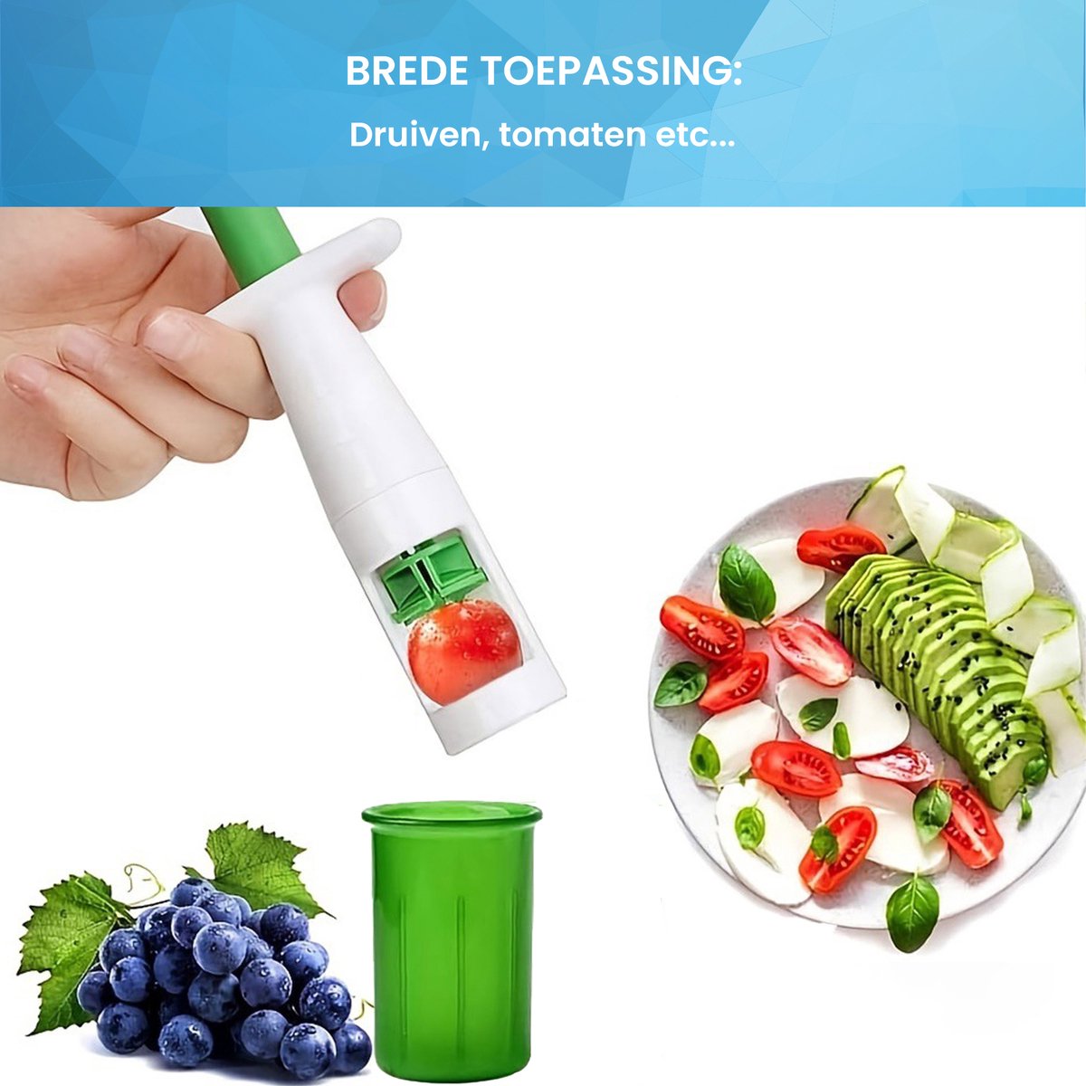 YONO Druivensnijder - Cherry Tomaten Snijder – Groen