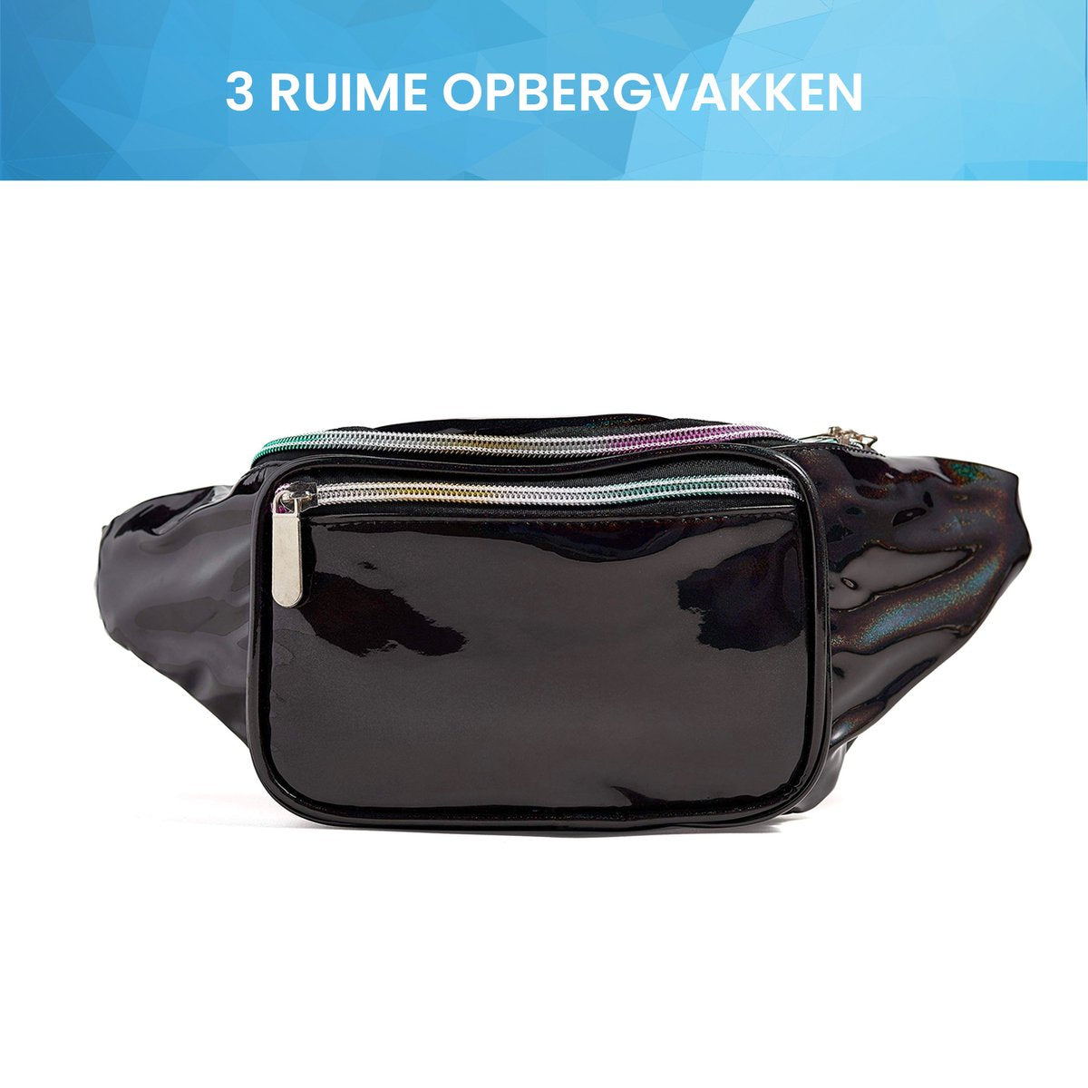 YONO Fanny Pack Holografisch - Heuptasje geschikt voor Festival / Reizen - Telefoontasje Crossbody - Buideltasje voor Dames en Heren - Zwart